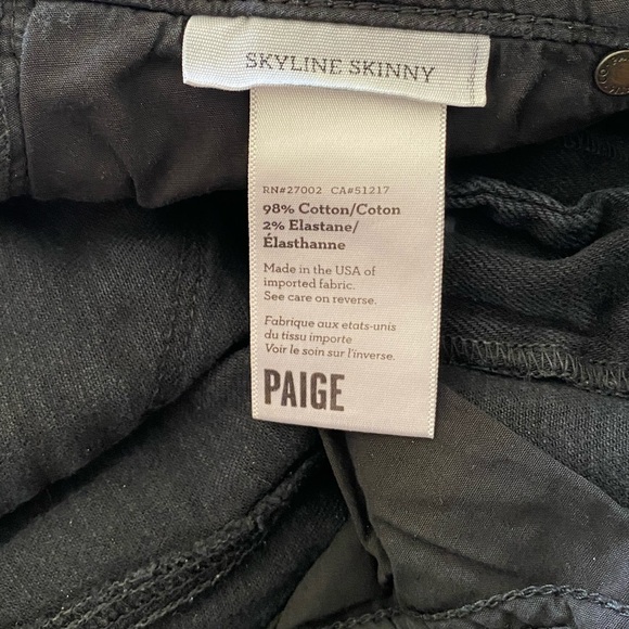 PAIGE SKYLINE SKINNY BLACK DENIM JEANS SIZE 27 - Picture 5 of 7